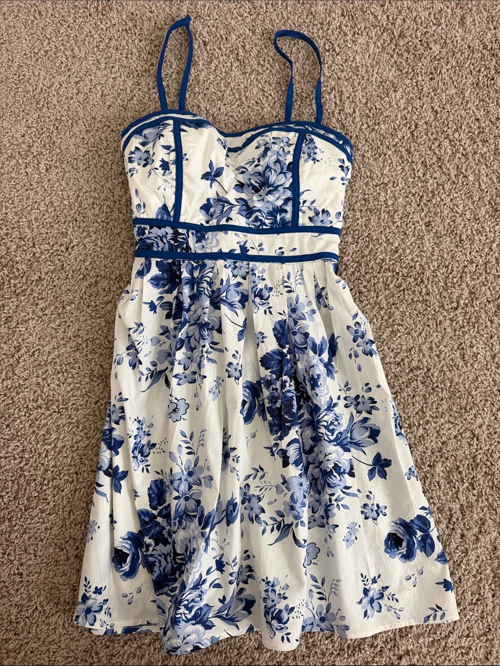 City Triangles White and Blue Floral Mini Dress